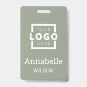 Custom Business Logo Basic Employee Name Sage Badge (Voorkant)
