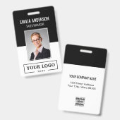 Custom Business Logo Basic Employee Photo Black Badge (Front & Back)