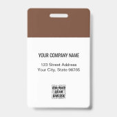 Custom Business Logo Basic Employee Photo Brown Badge (Back)