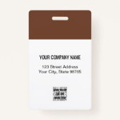 Custom Business Logo Basic Employee Photo Brown Badge (Achterkant)
