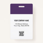 Custom Business Logo Basic Employee Photo Paars Badge (Achterkant)