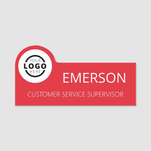 Custom Business Logo Basic Employee Red Naamplaatje (Voorkant)