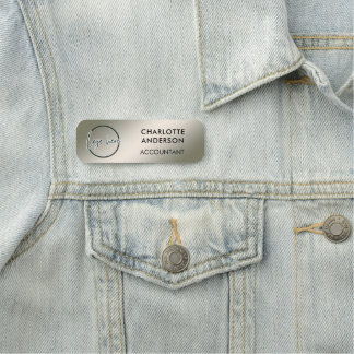 Custom Business Logo Basic Employee Silver  Staff  Naamplaatje