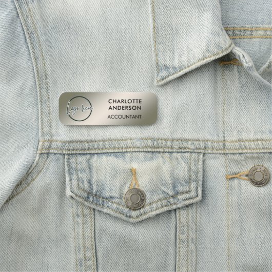 Custom Business Logo Basic Employee Silver  Staff  Naamplaatje (In situ)