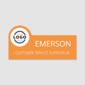 Custom Business Logo Basic Employee Sinaasappel Naamplaatje (Voorkant)
