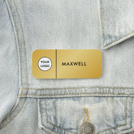 Custom Business Logo | Basic Employee Staff Gold Naamplaatje