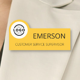 Custom Business Logo Basic Employee Yellow Naamplaatje