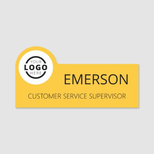 Custom Business Logo Basic Employee Yellow Naamplaatje (Voorkant)