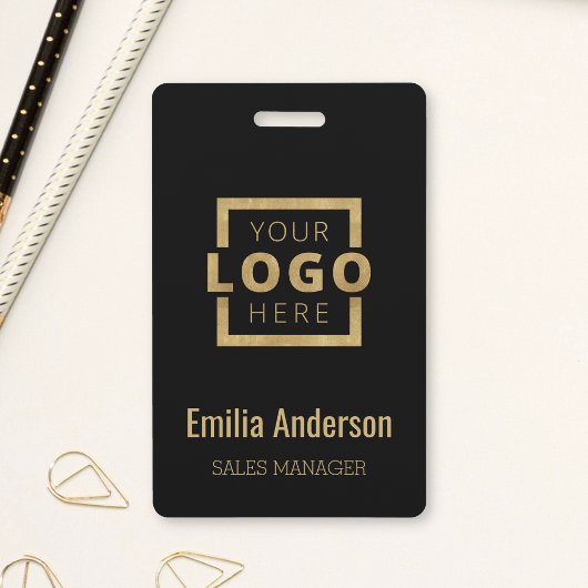 Custom Business Logo Basic Gold Barcode Medewerker Badge