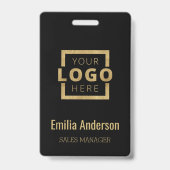 Custom Business Logo Basic Gold Barcode Medewerker Badge (Front)