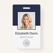 Custom Business Logo Basic-werknemer Foto Badge (Voorkant)