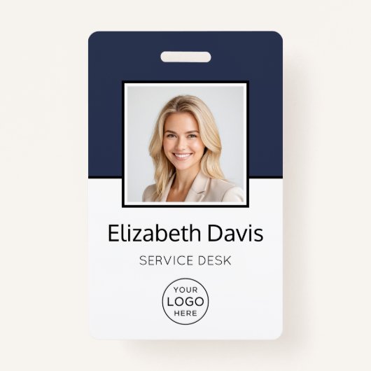 Custom Business Logo Basic-werknemer Foto Badge (Voorkant)