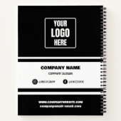 Custom Business Logo Bedrijf Branded Zwart & Wit Notitieboek (Achterkant)