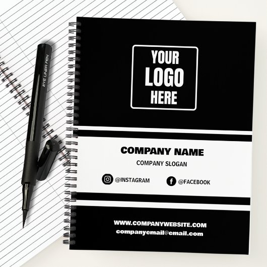Custom Business Logo Bedrijf Branded Zwart & Wit Notitieboek