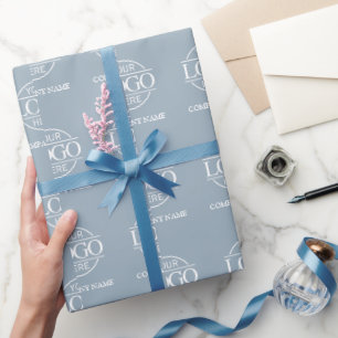 Custom Business Logo Bedrijfsnaam Blauw Cadeaupapier