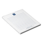 Custom Business Logo Bedrijfsnaam Blue Lined Notitieblok (Schuin)