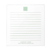 Custom Business Logo Bedrijfsnaam Green Lined Notitieblok (Voorkant)