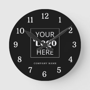Custom Business Logo Bedrijfsnaam Zwart-wit Ronde Klok