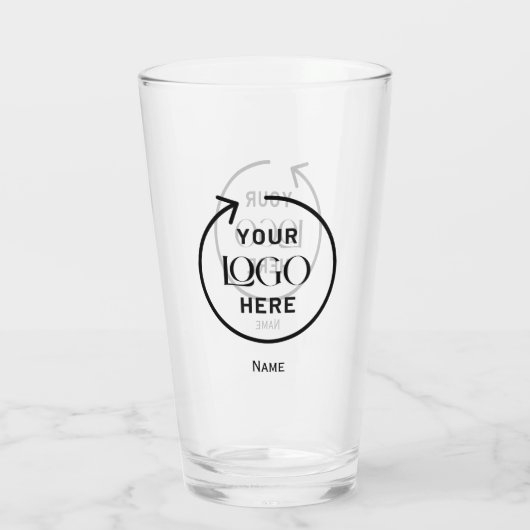 Custom Business Logo Bierglas Glas (Achterkant)