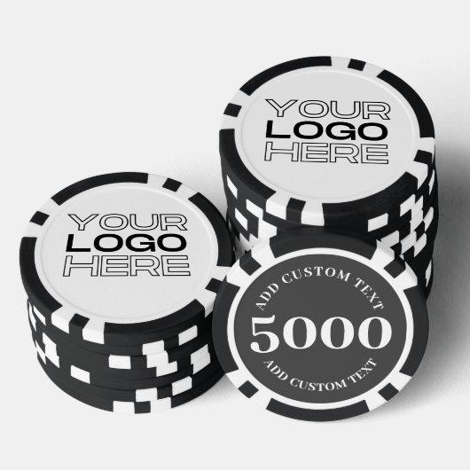 Custom Business Logo Black 5000 Value Game Poker Chips (Opstapeling)