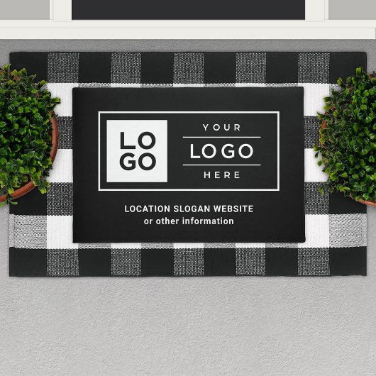 Custom Business Logo Black Company Branded Deurmat