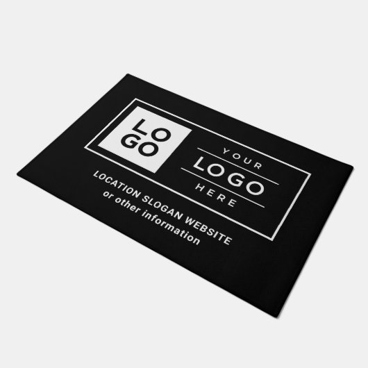 Custom Business Logo Black Company Branded Deurmat (Schuin)