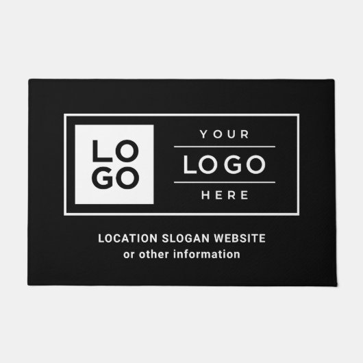 Custom Business Logo Black Company Branded Deurmat (Voorkant)
