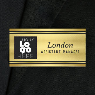 Custom Business Logo Black en Gold Naam Tag
