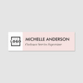 Custom Business Logo Blush Pink Medewerker Persone Naamplaatje (Voorkant)