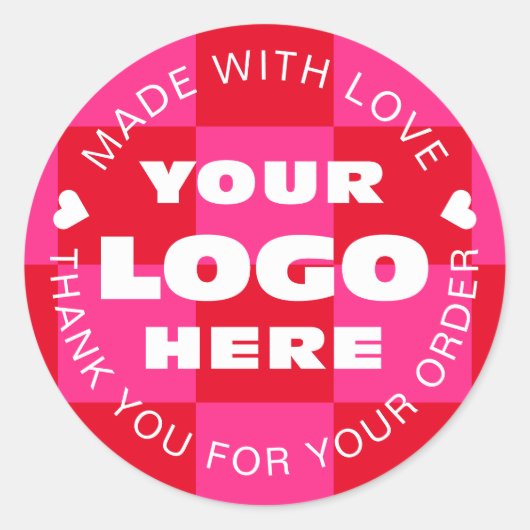 Custom Business Logo Branded Bedankt Checker Ronde Sticker (Voorkant)