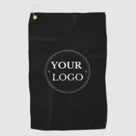 Custom Business Logo Branded Black Golfhanddoek