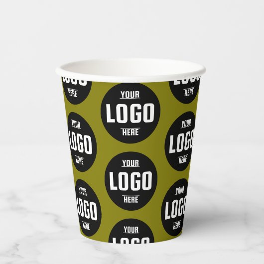 Custom Business Logo Branded Paper Cups – Groen Papieren Bekers (Voorkant)