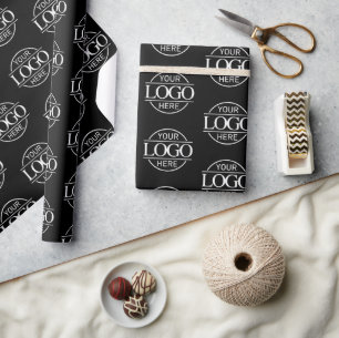 Custom Business Logo Branded Promotie Zwart Cadeaupapier