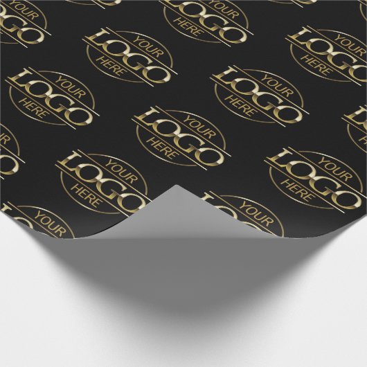 Custom Business Logo Branded Promotie Zwart Cadeaupapier (Hoek)