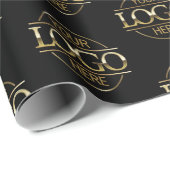 Custom Business Logo Branded Promotie Zwart Cadeaupapier (Rol Hoek)