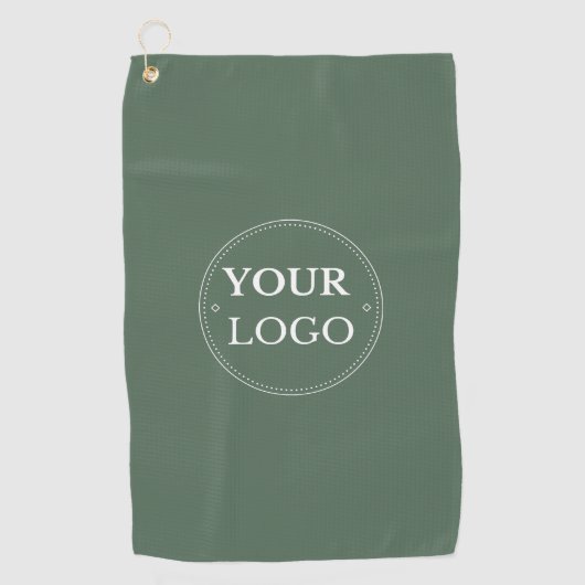 Custom Business Logo Branded Sage Green Golfhanddoek (Voorkant)