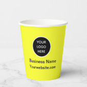 Custom Business Logo Branded Yellow Papieren Bekers (Voorkant)