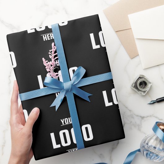 Custom Business Logo Branded – Zwart Cadeaupapier