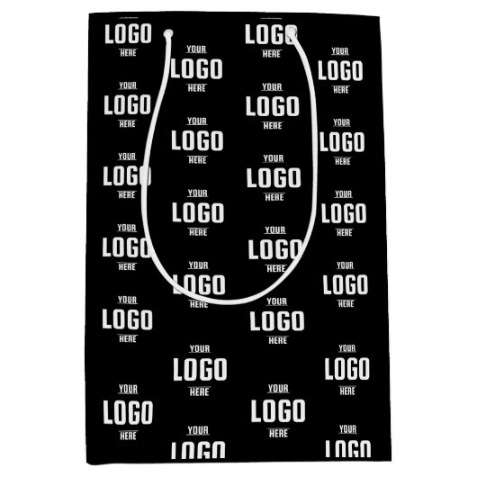 Custom Business Logo Branded – Zwart Medium Cadeauzakje (Voorkant)