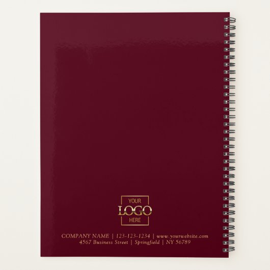 Custom Business Logo & Branding Monogram Initials Planner (Achterkant)