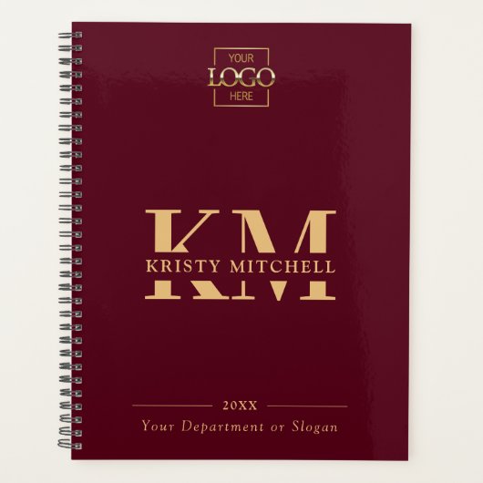 Custom Business Logo & Branding Monogram Initials Planner (Voorkant)