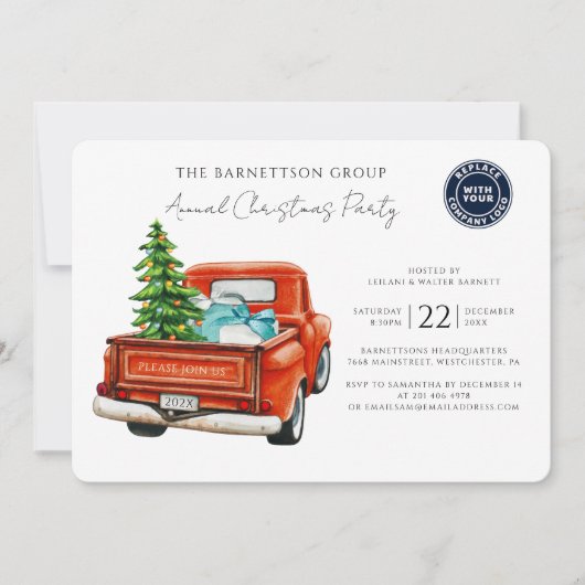 Custom Business Logo Christmas Holiday Party Kaart (Voorkant)