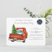 Custom Business Logo Christmas Holiday Party Kaart (Staand voorkant)