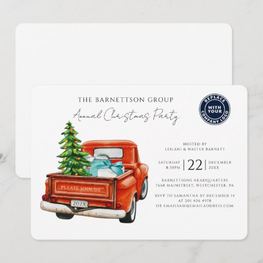 Custom Business Logo Christmas Holiday Party Kaart (Voorkant / Achterkant)