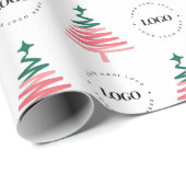 Custom Business Logo & Christmas Tree Company Cadeaupapier (Rol Hoek)