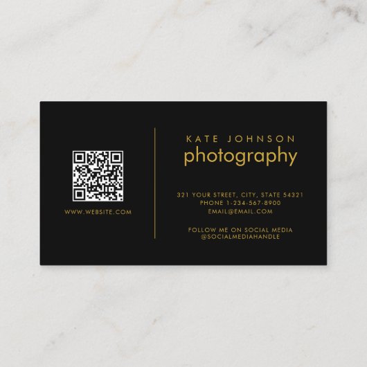 Custom Business Logo Circle Zwart Goud Modern Visitekaartje (Achterkant)