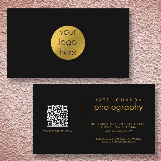 Custom Business Logo Circle Zwart Goud Modern Visitekaartje