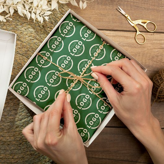 Custom Business Logo Company Branded Green Tissuepapier