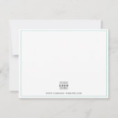  Custom Business Logo Company Branded Teal Border Notitiekaartje (Achterkant)