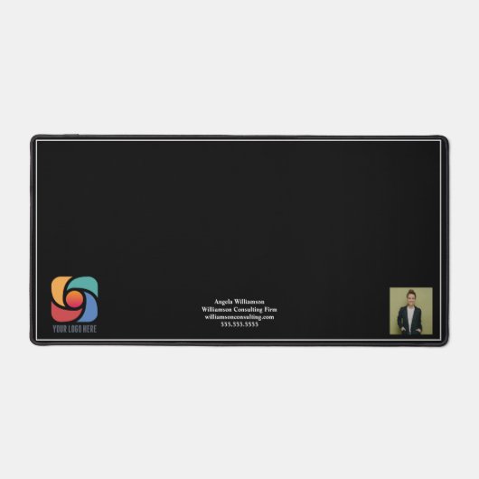 Custom Business Logo Company Minimalist Zwart Bureaumat (Voorkant)